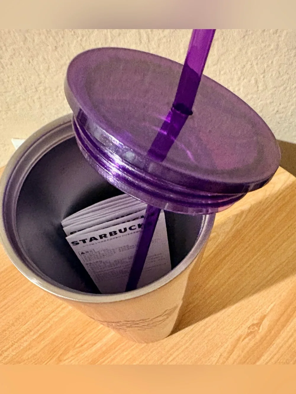Starbucks Disneyland Purple Stainless Steel Tumbler Straw Icons Attractions NIB